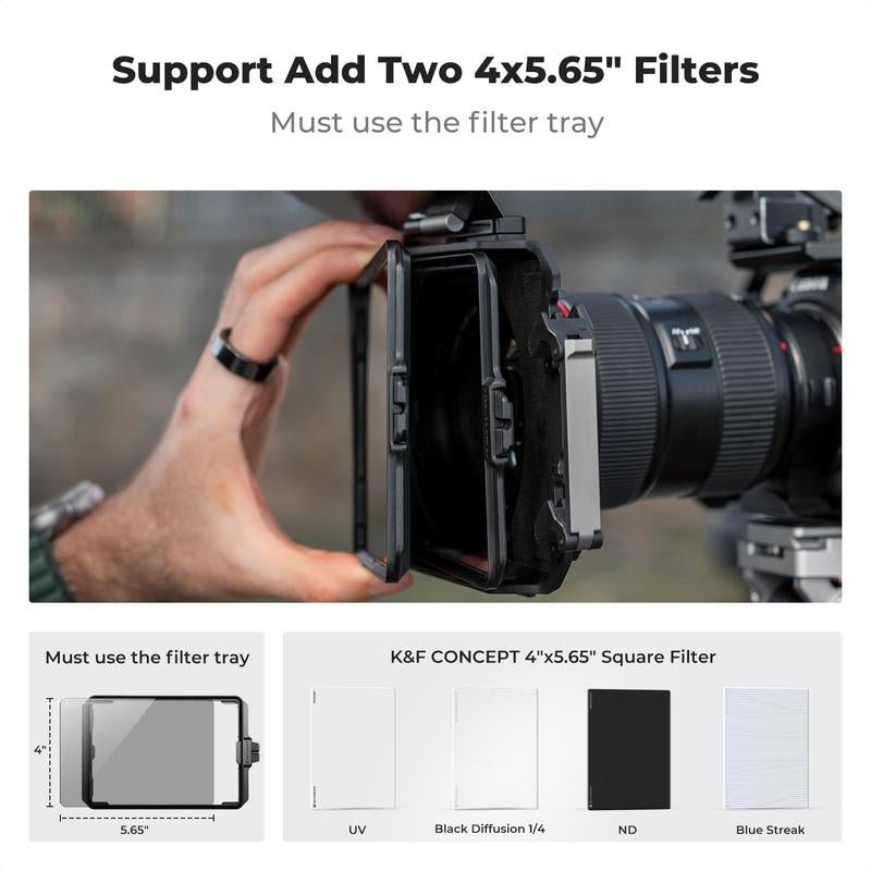【K&F Concept】Mini Matte Box, DSLR Mattebox with Carbon Fiber Top Flag Square Filters Trays, for 67/72/77/82/95Mm Lenses, for 4X5.65 Square ND UV Filter/Circular Filter - Open Season Industries