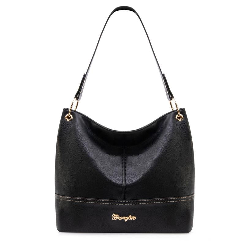Wrangler Cow Print Hobo Bag Vegan Leather for Woman with Wide Guitar Strap - Open Season Industries