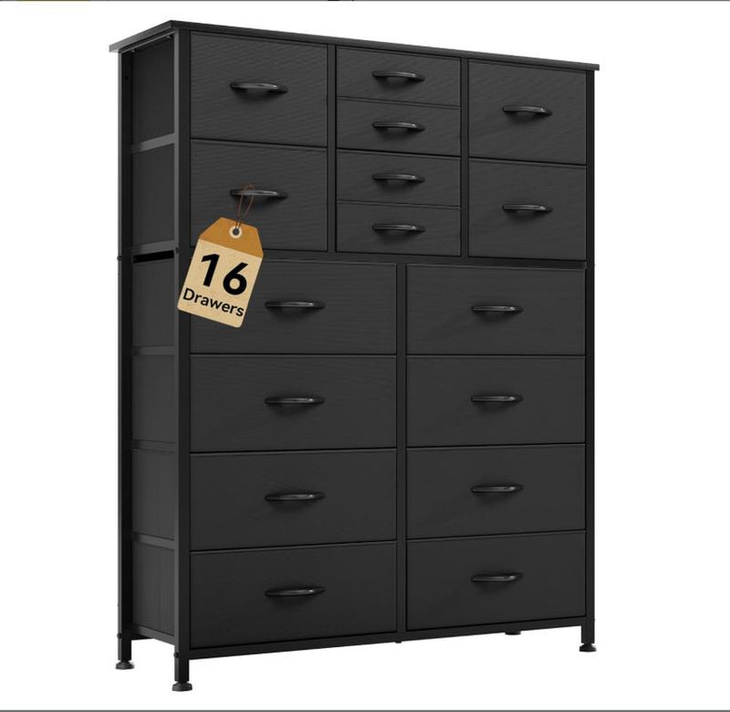 YITAHOME 16 Drawer Dresser, Tall Fabric Drawer, Large Chest of Drawers, Storage Organizer Closet Living Room Entryway with Sturdy Metal Frame and Wooden Top - Open Season Industries
