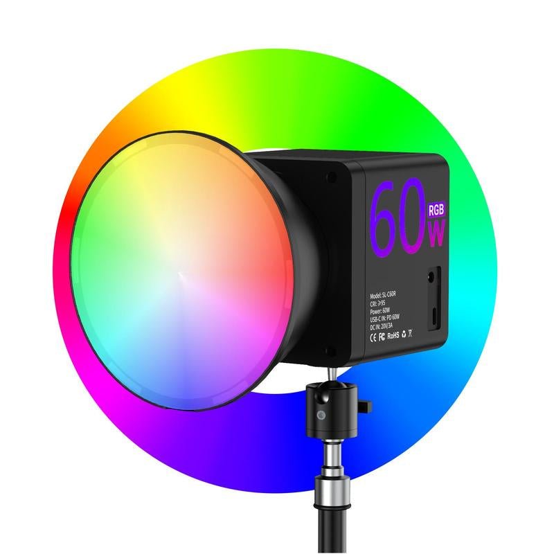 RGB COB LED Video Light, 60W RGB COB Continuous Output Lighting Handheld Spot - Light, Studio Video Lighting - Open Season Industries